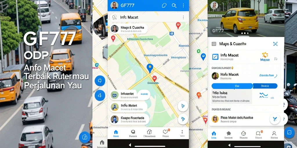 Antarmuka GF777 menunjukkan peta dengan informasi kemacetan terkini.