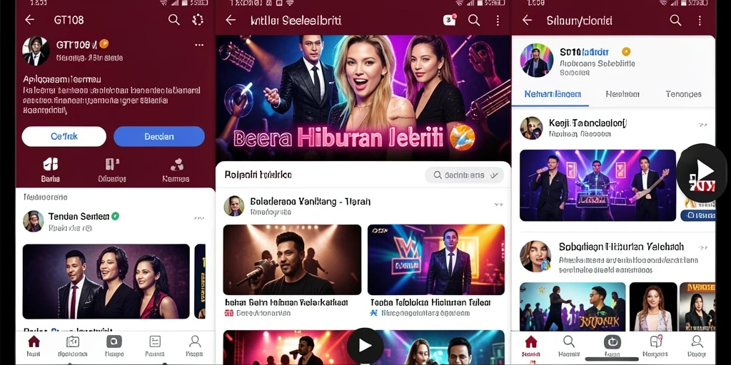 Tampilan antarmuka GT108 yang menarik untuk berita hiburan selebriti.