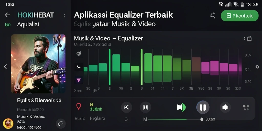 Screenshot HOKIHEBAT menampilkan antarmuka aplikasi Equalizer yang modern dan intuitif.