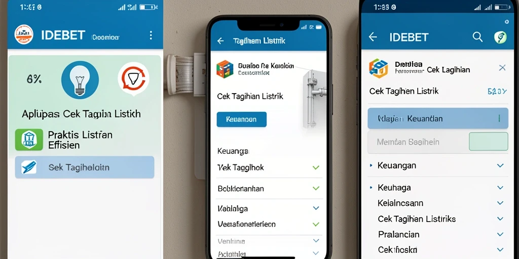 Tampilan antarmuka aplikasi IDEBET untuk cek tagihan listrik.