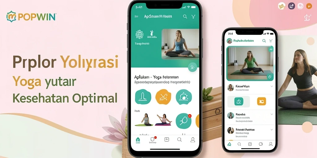 Antarmuka aplikasi Yoga POPWIN dengan berbagai fitur menarik dan user-friendly.