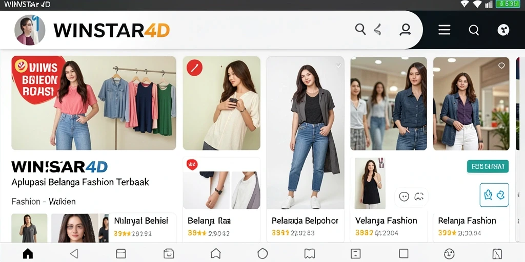 Antarmuka aplikasi WINSTAR4D menampilkan pilihan fashion terbaru.